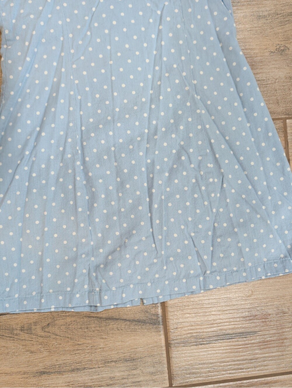 Japna Cotton Linen Dress Small S Blue Polka Dot Button Front Cami Sundress - Picture 13 of 15